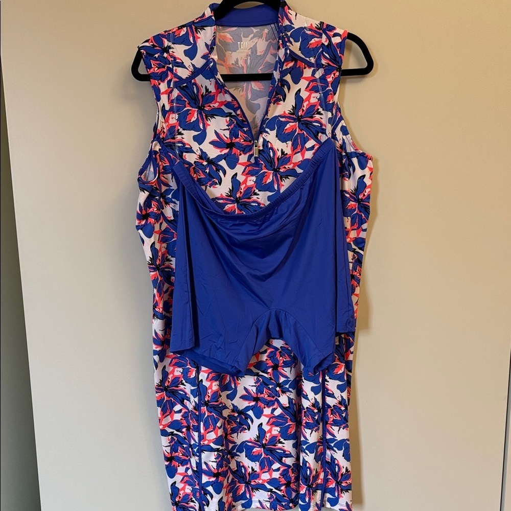 Vibrant Floral GolfMini Dress - Blue and Pink - Picture 2 of 4